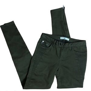 Zara Basic Womens US Size 2 Army Green Skinny Leg Ankle Zip Jeans Pants Moto